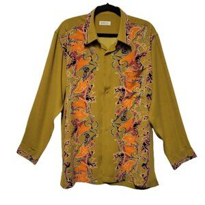 Men's Mustard Yellow Batik Long Sleeve Shirt